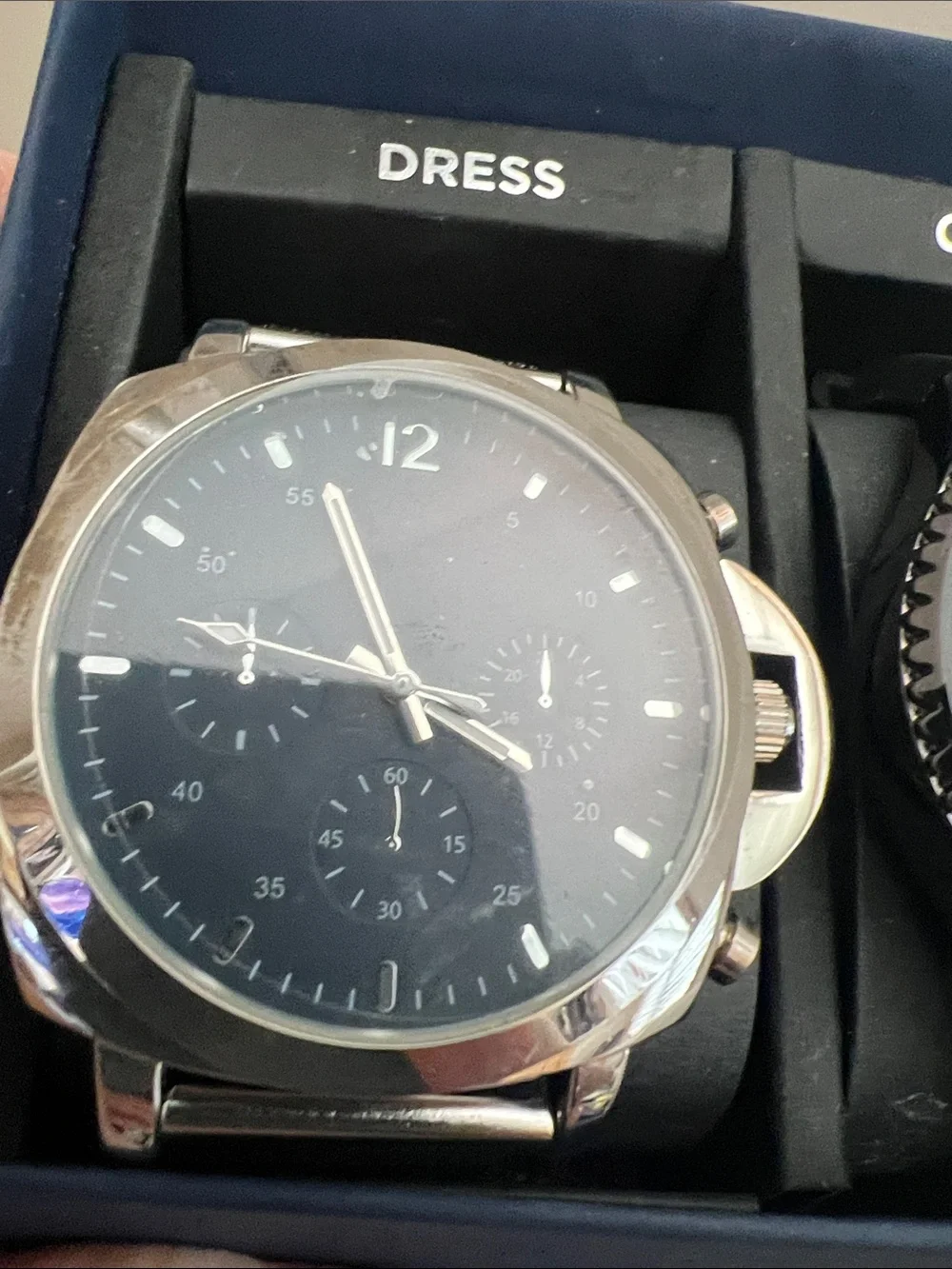 George  - Men's Two-Piece Watch Set - Black Faces, Silver & Black Cases NWT